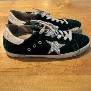 Emerald green velvet Golden Goose Superstar sneakers. barely worn, size 39 /9.
